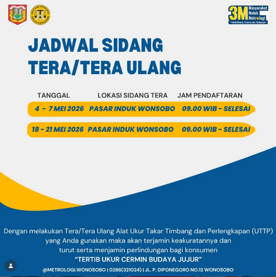 Unit Metrologi Legal Wonosobo Buka Sidang Tera/Tera Ulang UTTP Bulan Mei 2026
