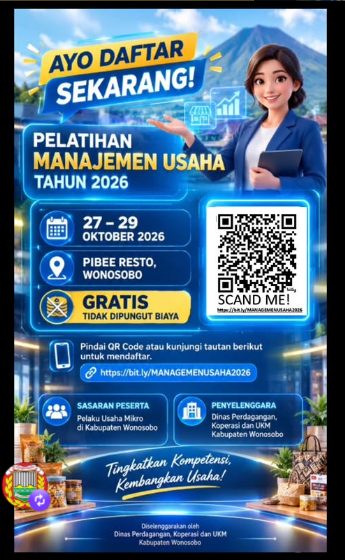 PENDAFTARAN PELATIHAN MANAJEMEN USAHA BAGI PELAKU UMKM KABUPATEN WONOSOBO TAHUN 2026